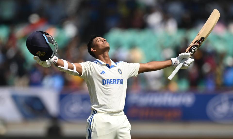 <span>Yashasvi Jaiswal hit 712 runs in the five-Test series against England, including two double centuries.</span><span>Photograph: Gareth Copley/Getty Images</span>