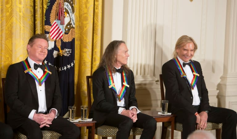 2016 Kennedy Center Honorees, members of the Eagles: Don Henley, Timothy B. Schmit and Joe Walsh, attend a ceremony at the White House