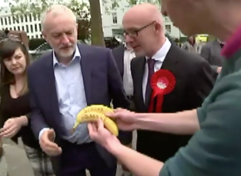 Jeremy Corbyn was handed some strong and stable bananas