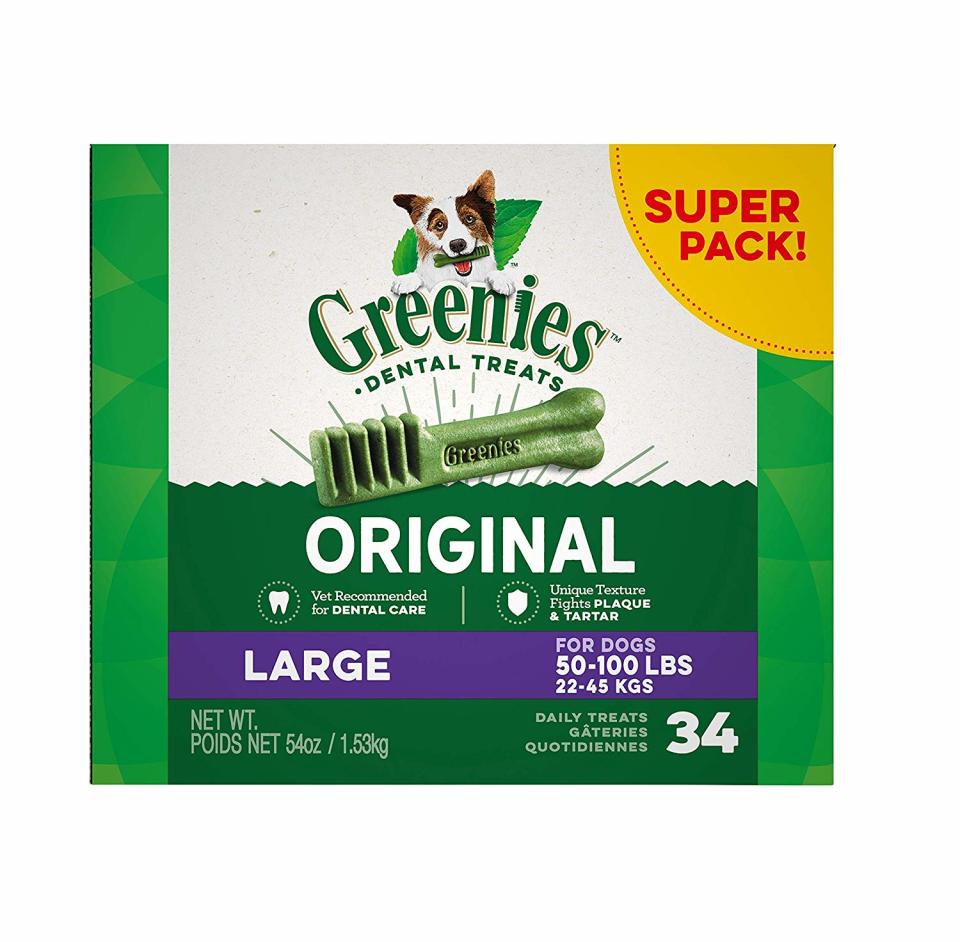 Greenies Original Large Dog Natural Dental Treats. (Photo: Amazon)