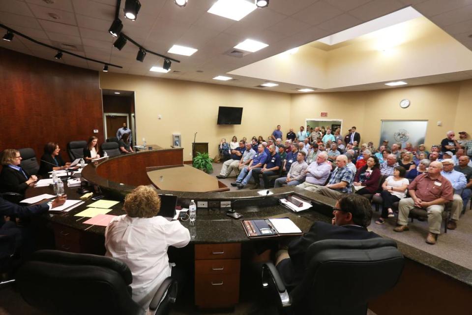 It was standing room only at a public hearing in Lucedale Tuesday, May 14, 2019, for a proposed wood pellet plant environmental permit in George County. Environmental activists from outside the area tried to get locals to see potential hazards, but most in the crowd welcomed the jobs and economic impact. Alyssa Newton/anewton@sunherald.com