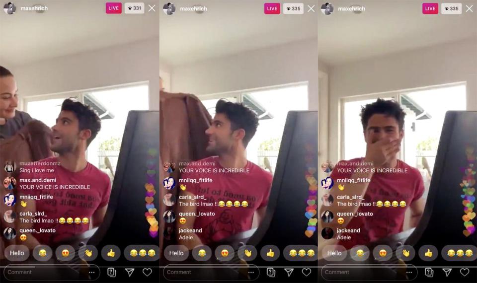 demi lovato max ehrich instagram live