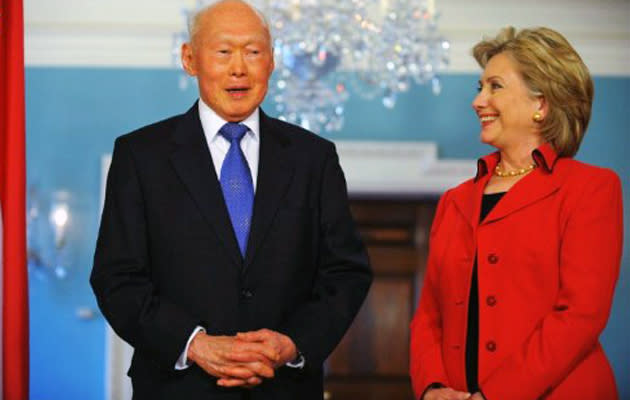 Former Minister Mentor Lee Kuan Yew refutes claims he called Islam 'venemous' during a meeting with US Senator Hillary Clinton in 2005. Photo shows Lee and Clinton at a meeting in 2009.