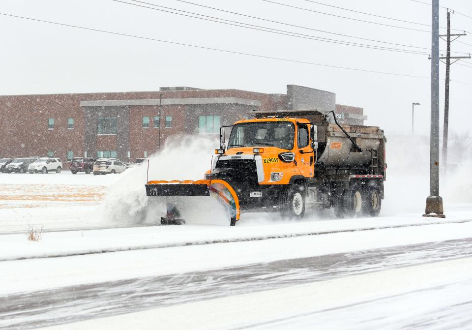Employees with the City of Sioux Falls are actively working 12-hour shifts to remove nearly a foot of snow from the city, followng a massive winter storm Monday, Jan. 8, 2024.