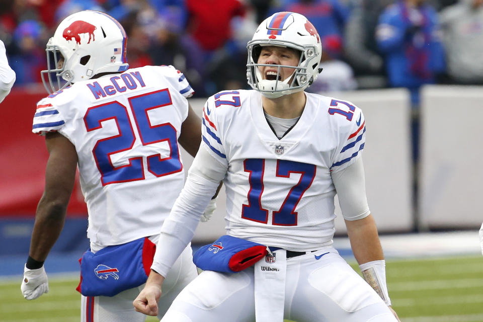 Josh Allen has been a carnival ride in fantasy, and he’s surging lately. (AP Photo/Jeffrey T. Barnes)