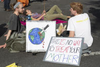 LONDON, UNITED KINGDOM - SEPTEMBER 01: Extinction Rebellion protesters take part in a demonstration in Parliament Square in London, United Kingdom on September 01, 2020. The group are calling for MPs to support The Climate and Ecological Emergency Bill (CEE Bill). (Photo by Stringer/Anadolu Agency via Getty Images)