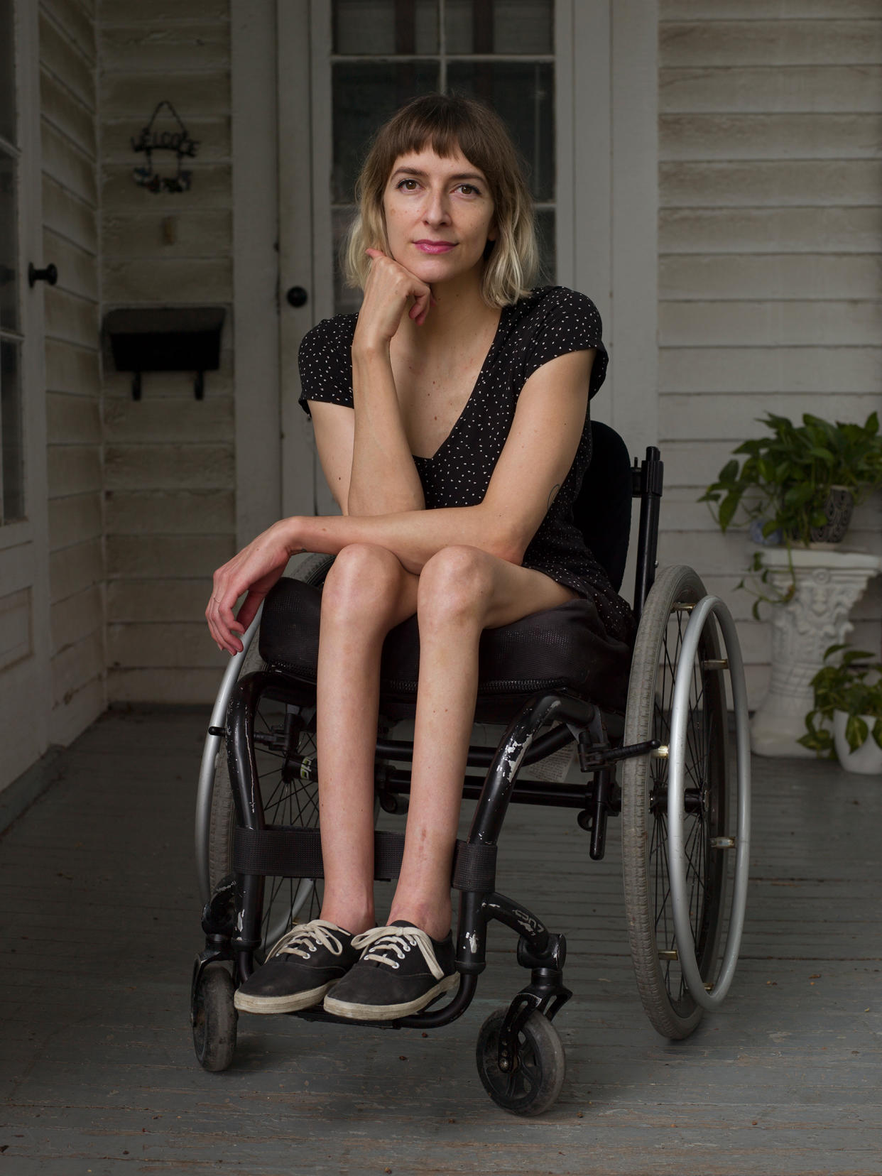 Taussig outside her home in Kansas City, Mo., on Aug. 6