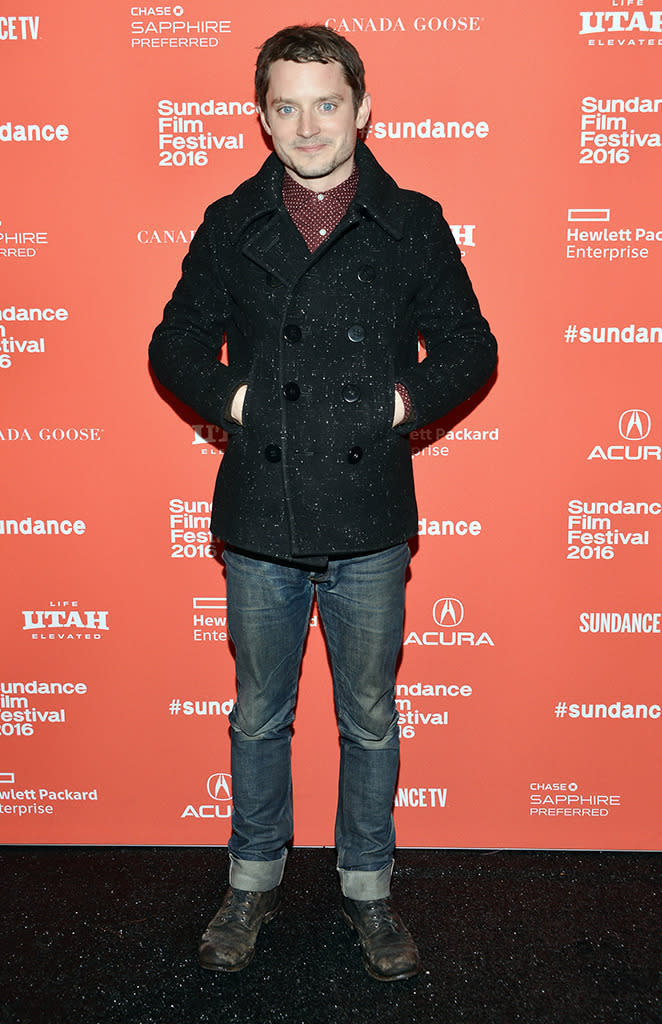 Elijah Wood at the Sundance premiere for “The Greasy Strangler” (Photo: Araya Diaz/Getty Images)