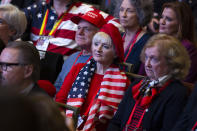 People listen as Vice President Mike Pence speaks during Conservative Political Action Conference, CPAC 2020, at the National Harbor, in Oxon Hill, Md., Thursday, Feb. 27, 2020. (AP Photo/Jose Luis Magana)