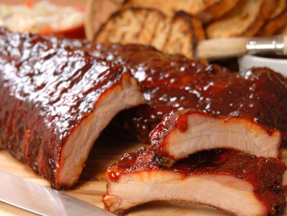 barbecue ribs on a serving platter