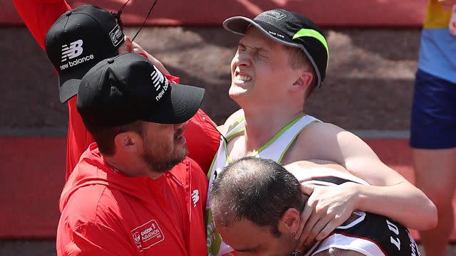 It was officially the hottest-ever London Marathon. Image: AFP