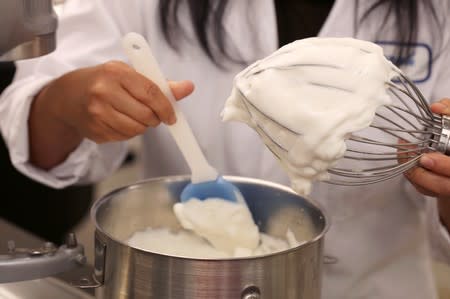 Canola foam at Burcon's alternative meats protein lab in Winnipeg