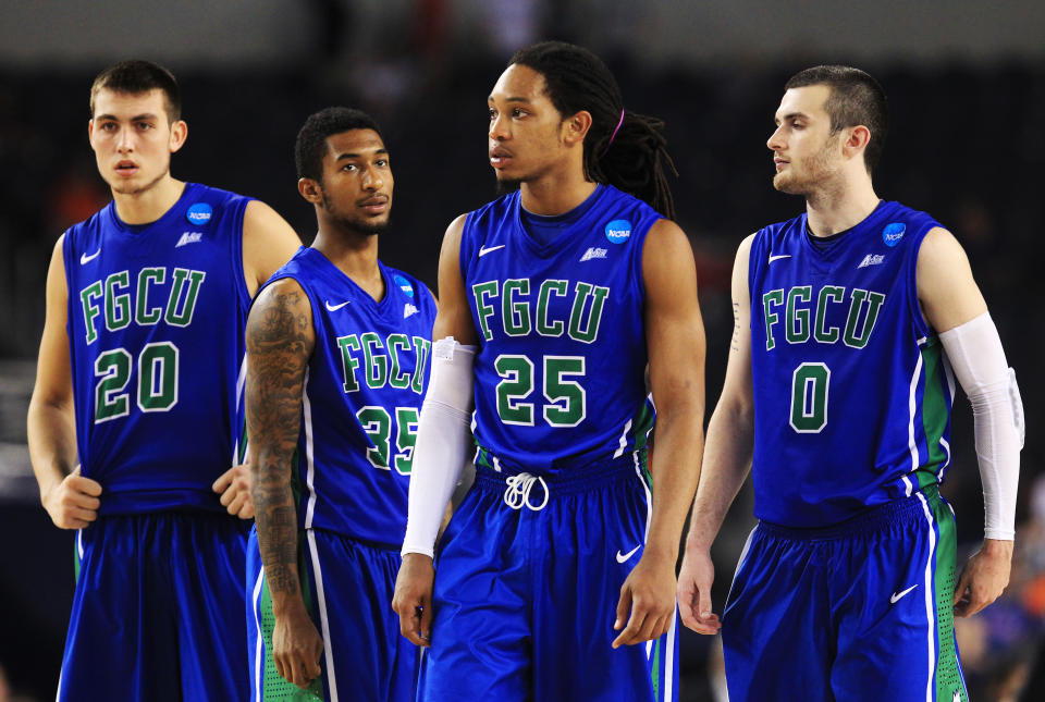 <p>Then: Brett Comer, Sherwood Brown and Chase Fieler (from l. to r.) became the darlings of the 2013 tournament, as Florida Gulf Coast dunked all over Georgetown – hence the nickname – in a No. 15 over No. 2 upset on the first weekend. They advanced all the way to the Sweet Sixteen, where they lost to the No. 3 Florida Gators.<br>Now: Comer, after some stretches in pro ball, spent the 2017-18 season as a graduate assistant at Dayton while both Brown and Fieler are playing overseas, in Belgium and Lebanon, respectively. </p>