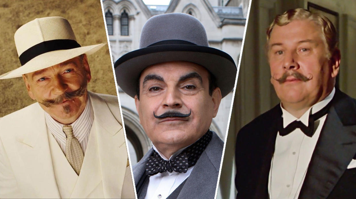 Hercule Poirot has been depicted onscreen a number of times, including by David Suchet and Kenneth Branagh (ITV/Warner Bros.)
