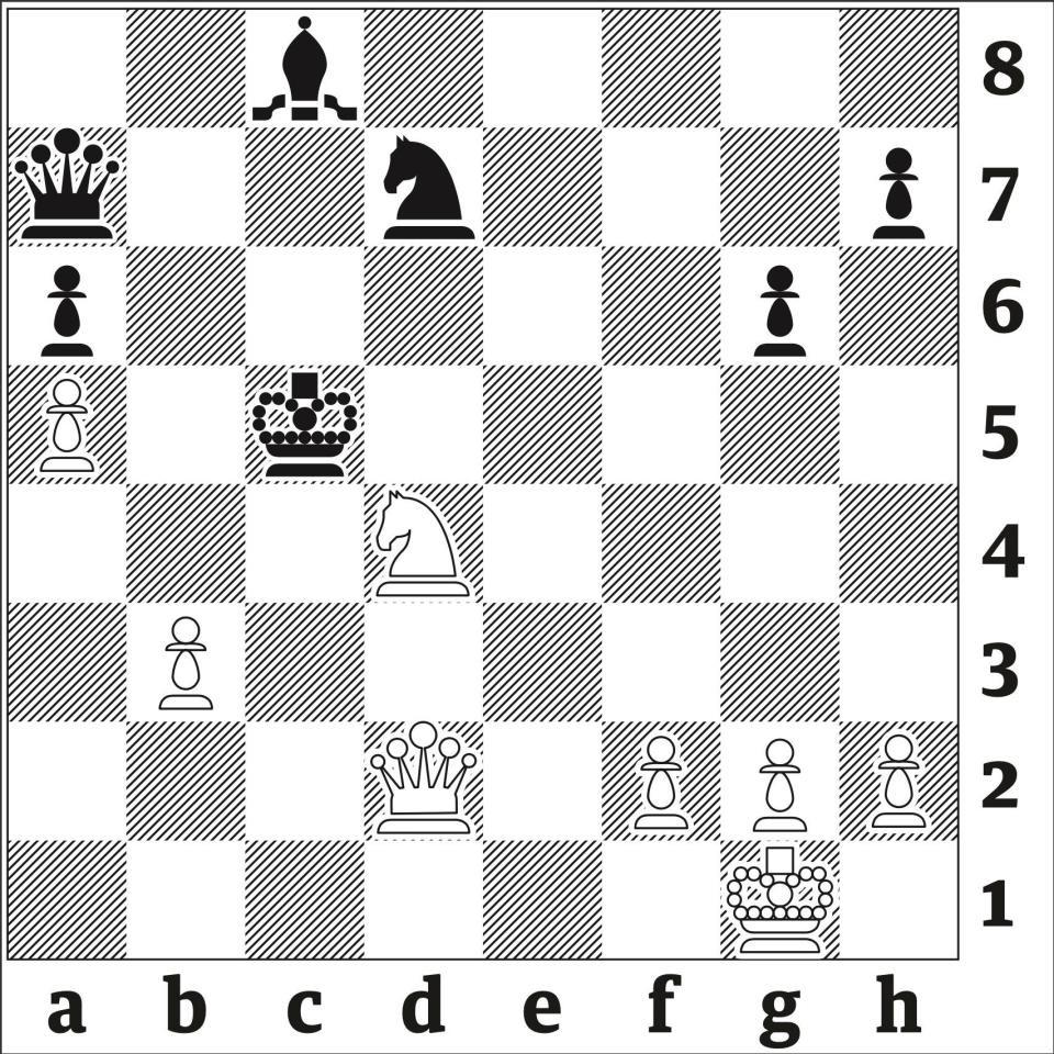 <span><strong>3916:</strong> Sam Collins v Tiger Hillarp-Persson, Isle of Man Open 2001. White to move and win. Clue; an all-checking sequence mates or wins the queen.</span><span>Illustration: The Guardian</span>