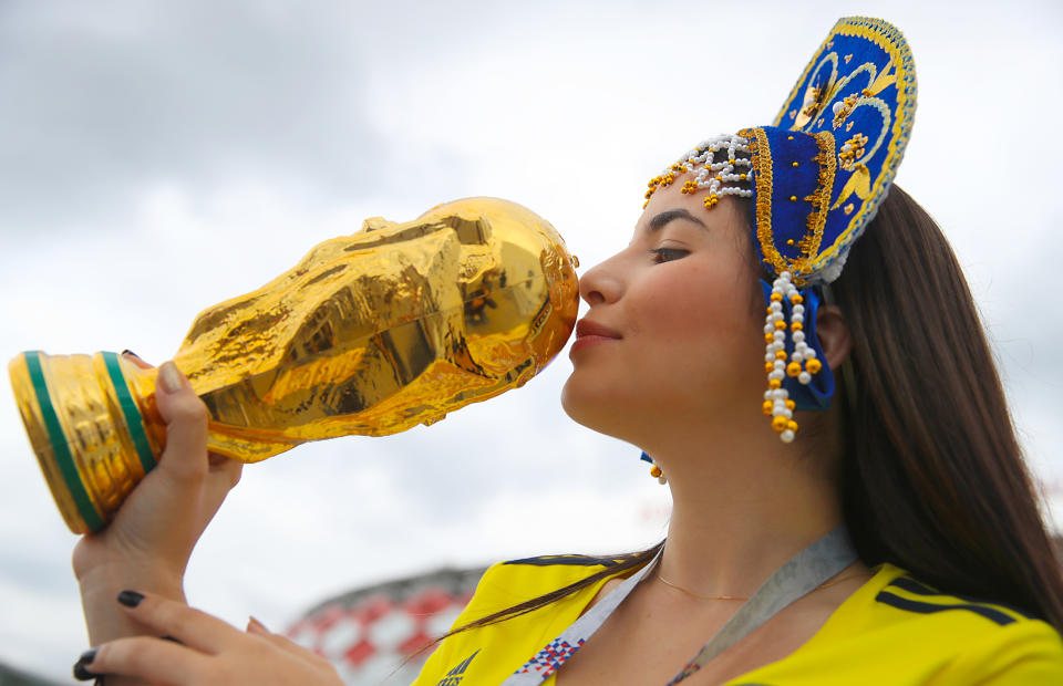 <p>A Colombia fan ahead of the FIFA World Cup 2018, round of 16 match at the Spartak Stadium, Moscow. (Photo by Adam Davy/PA Images via Getty Images) </p>