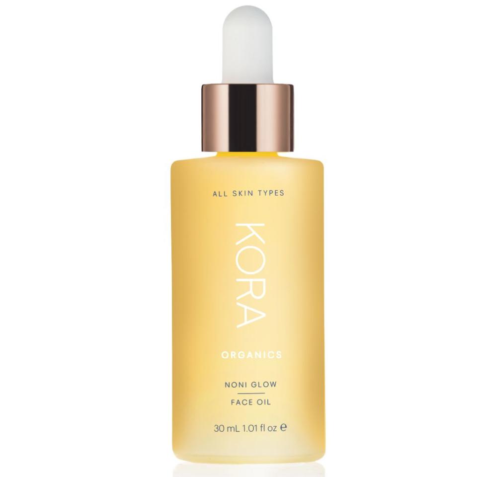 The Noni Glow face oil from Miranda Kerr's <a href="https://us.koraorganics.com/" target="_blank">Kora Organics</a> line is formulated with organic noni extract, which is said to be "<a href="https://us.koraorganics.com/pages/about-noni-extract" target="_blank">revered for its healing and rejuvenating properties</a>," as well as rosehip oil, pomegranate oil and sea buckthorn oil, which help moisturize the skin and provide antioxidants.&nbsp;<br /><br /><strong><a href="https://us.koraorganics.com/collections/face/products/noni-glow-face-oil" target="_blank">Kora Organics Noni Glow face oil</a>, $68</strong>
