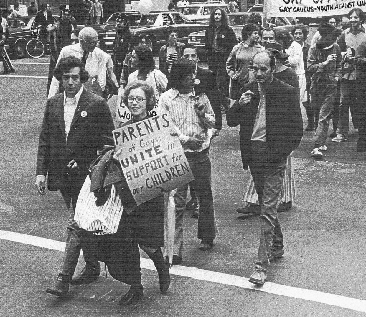 The moment that started it all: Jeanne Manford marches with son Morty Manford at the 1972 Christopher Street Liberation Day March. (Photo: Courtesy of PFLAG)