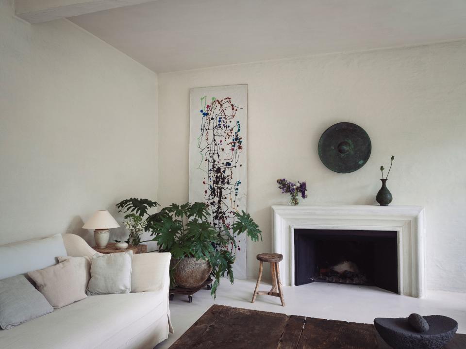 “In the morning you get the most beautiful light,” says Dankers of the orangerie, which he uses as a summer living room and is covered in layers of his signature Dankers White lime paint. “It gives me a lot of energy to start the day.”