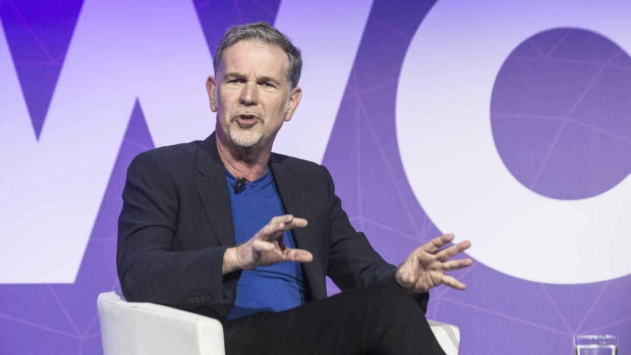 BARCELONA - FEBRUARY 27: Netflix CEO Reed Hastings speaking at the Mobile World Congress on February 27, 2017, Barcelona, Spain.