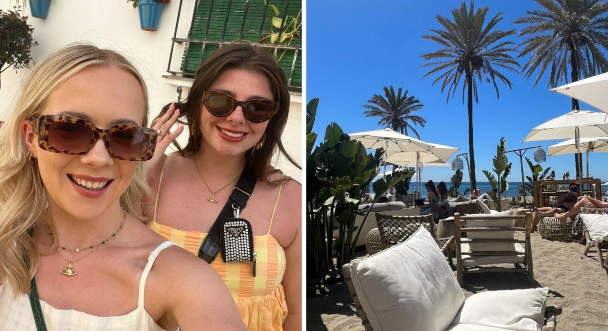 Amy Irvine and her colleague, Olivia Smith recently went on a workcation to Spain without taking annual leave.  (Amy Irvine/SWNS)