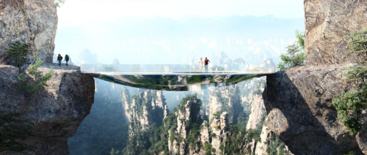 Architects have designed a new 'invisible' glass bridge for the Avatar mountains in China