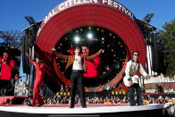 <p>The Jonas Brothers — Nick, Joe and Kevin — take the stage at Global Citizen Festival 2022 in N.Y.C.'s Central Park on Sept. 24. </p>