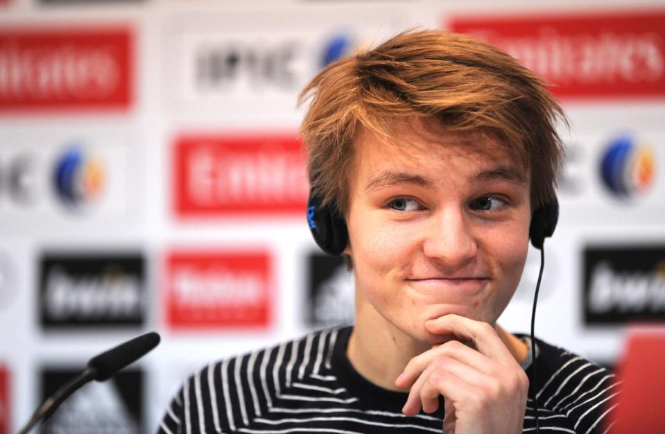 Martin Odegaard at his first press conference after joining Real Madrid (Getty Images)