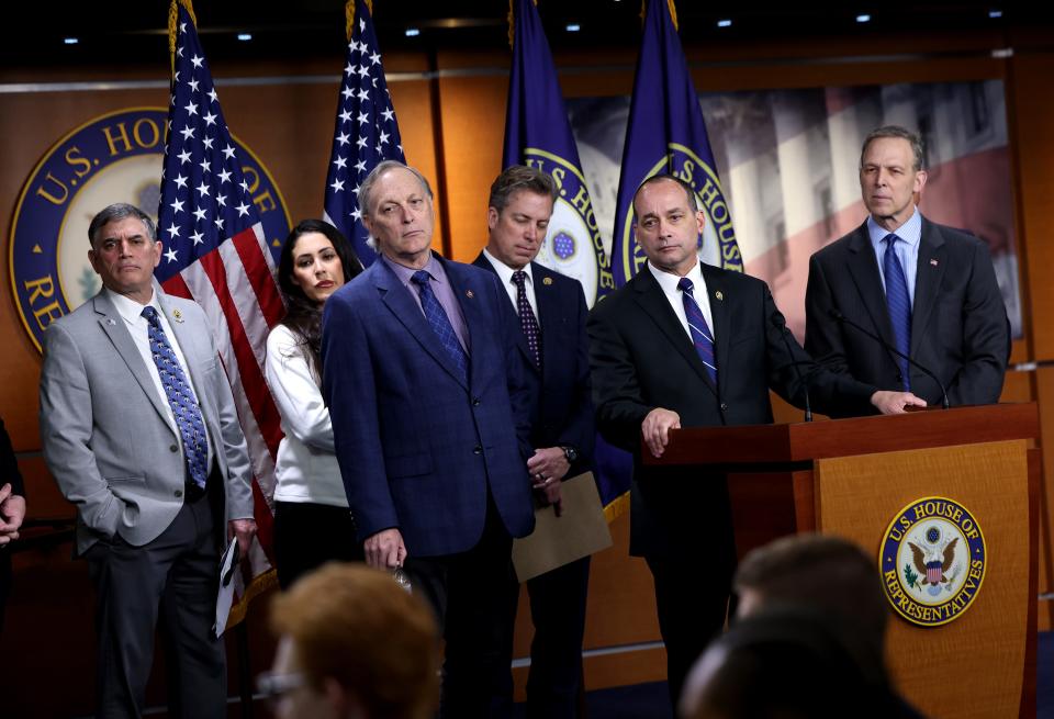 U.S. Rep. Bob Good (R-VA), Chairman of the House Freedom Caucus, attends a press conference on the government funding bill at the U.S. Capitol on March 22, 2024 in Washington, DC.