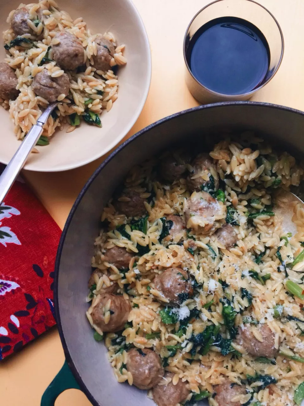 <p>Katie Workman</p><p>This one-pot orzo dinner turns super-convenient frozen <a href="https://parade.com/1280803/parade/best-meatball-recipe/" rel="nofollow noopener" target="_blank" data-ylk="slk:meatballs;elm:context_link;itc:0;sec:content-canvas" class="link ">meatballs</a> into a creamy, slightly cheese main dish, complete with the vegetables built right in.</p><p><strong>Get the recipe: </strong><a href="/852637/katieworkman/cheesy-meatball-and-orzo-one-dish-casserole/" data-ylk="slk:Cheesy Meatball and Orzo One-Dish Casserole;elm:context_link;itc:0;sec:content-canvas" class="link ">Cheesy Meatball and Orzo One-Dish Casserole</a></p>