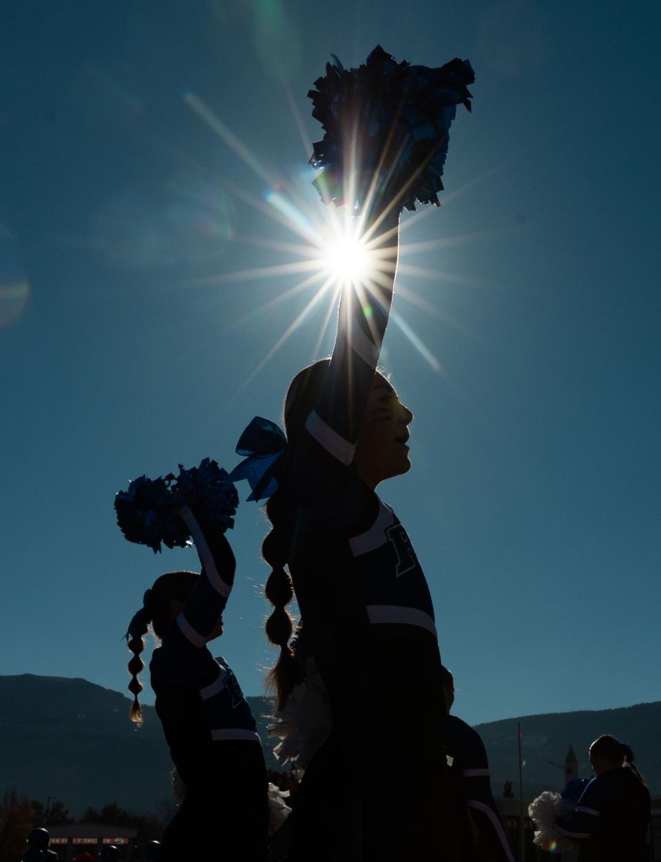 Rich High School’s cheer team cheers during the 1A 8-player football state championship against Monticello High School at Southern Utah University in Cedar City on Saturday, Nov. 11, 2023. | Megan Nielsen, Deseret News