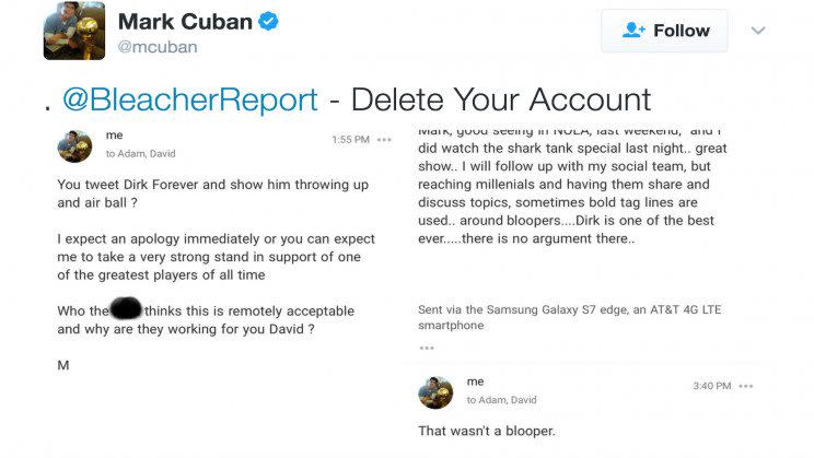 Mark Cuban aired his emails with Turner boss David Levy in public. (via Deadspin)