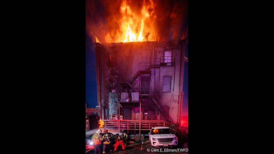 “Firefighters contained the fire to the century old (and very loved) Cadillac Bar and were able to prevent any extensive damage to other historic buildings,” the Fort Worth Fire Department said. Glen Ellman/Fort Worth Fire Department