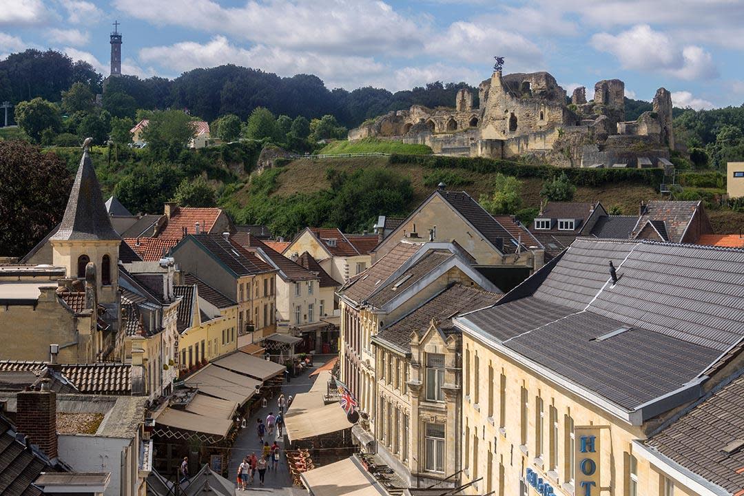 Valkenburg Castle above the town of Valkenburg aan de Geul in the Netherlands.