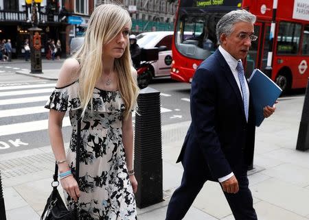 Charlie Gard's mother Connie Yates and her lawyer arrive at the High Court for a hearing on her son's end of life care, in London, Britain July 25, 2017. REUTERS/Peter Nicholls