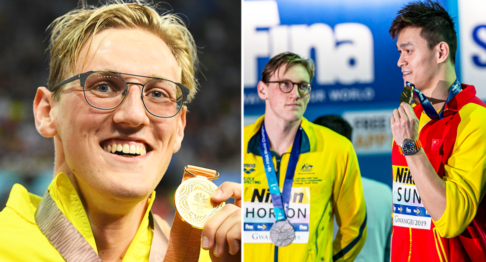 Pictured left Mack Horton and right Horton with Sun Yang