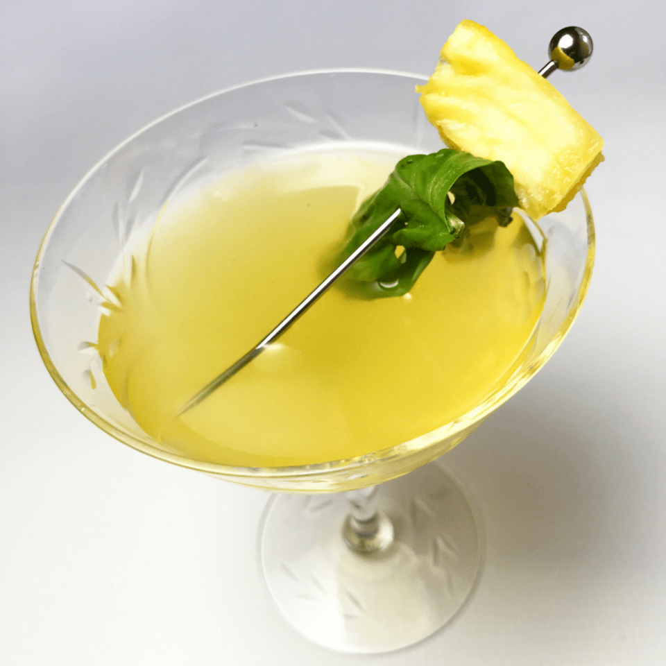 Grilled Pineapple, Basil, and Mezcal Cocktail