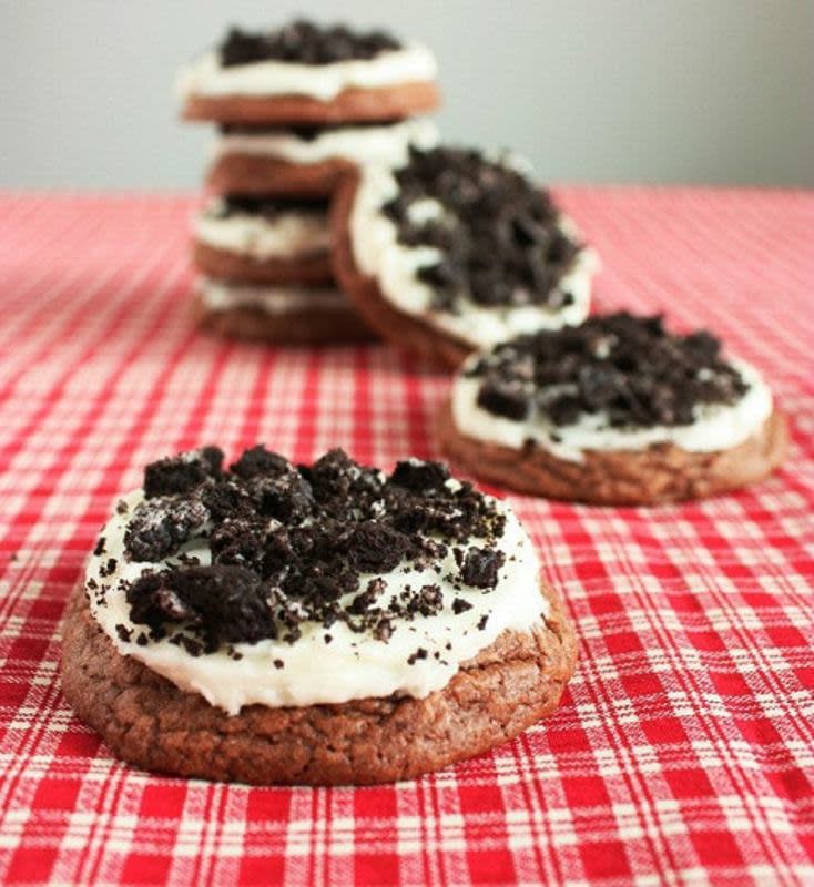 <p>Cooking Classy</p><p>This cookie is sure to curb that sugary, chocolatey craving.</p><p><strong>Get the recipe: <a href="https://www.cookingclassy.com/chocolate-cookies-and-cream-cookies/" rel="nofollow noopener" target="_blank" data-ylk="slk:Chocolate Cookies and Cream Cookies;elm:context_link;itc:0;sec:content-canvas" class="link ">Chocolate Cookies and Cream Cookies</a></strong></p>