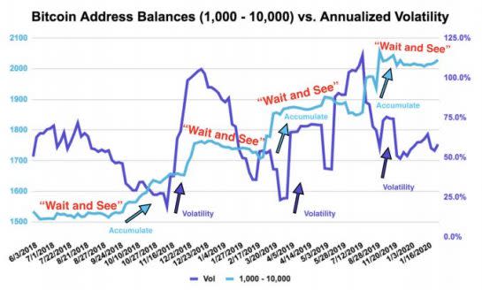 <small>Whale addresses and volatility</small>