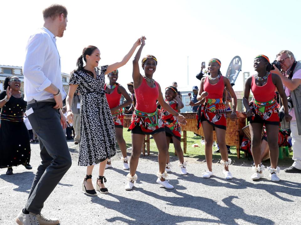 Meghan and Harry dancing Cape Town