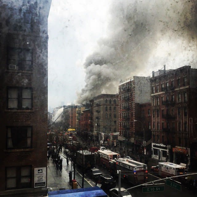 Fire at 2nd Avenue and 7th Street, New York City, on March 26, 2015.