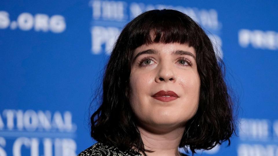 PHOTO: Danielle Gershkovich, sister of Wall Street Journal reporter Evan Gershkovich, attends a news conference on the Russian government's ongoing detention of her brother, on July 13, 2023, at the National Press Club in Washington, D.C. (Patrick Semansky/AP)