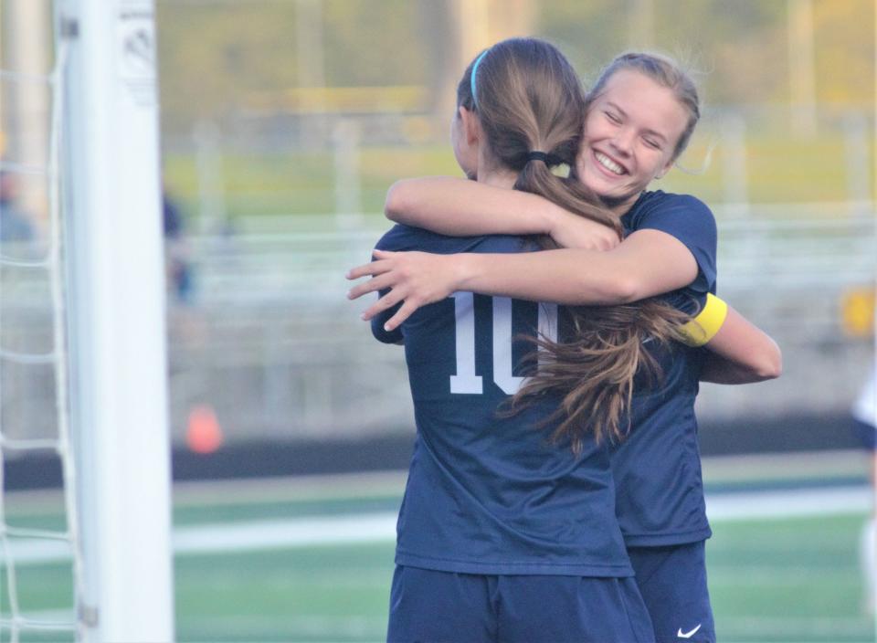 Gaylord's Claire Gorno (right) led the Big North Conference in goals this season with nine in conference play.