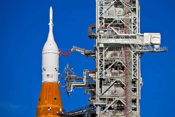 PHOTO: The Artemis I lunar rocket sits on launch pad 39B at NASA's Kennedy Space Center, Sept. 6, 2022, in Cape Canaveral, Fla. (Chandan Khanna/AFP via Getty Images, FILE)