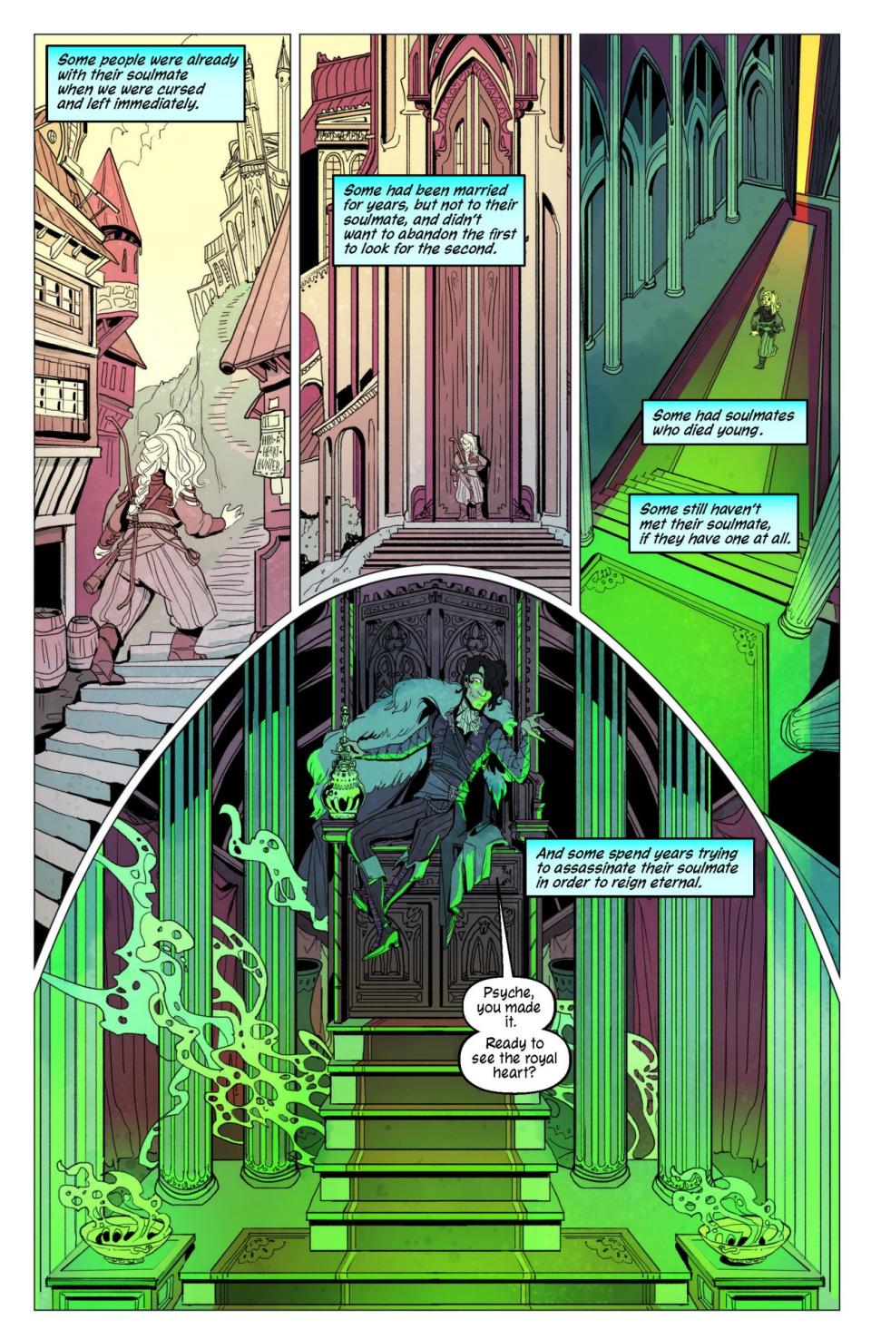 The Heart Hunter graphic novel preview page depicting the story of a curse