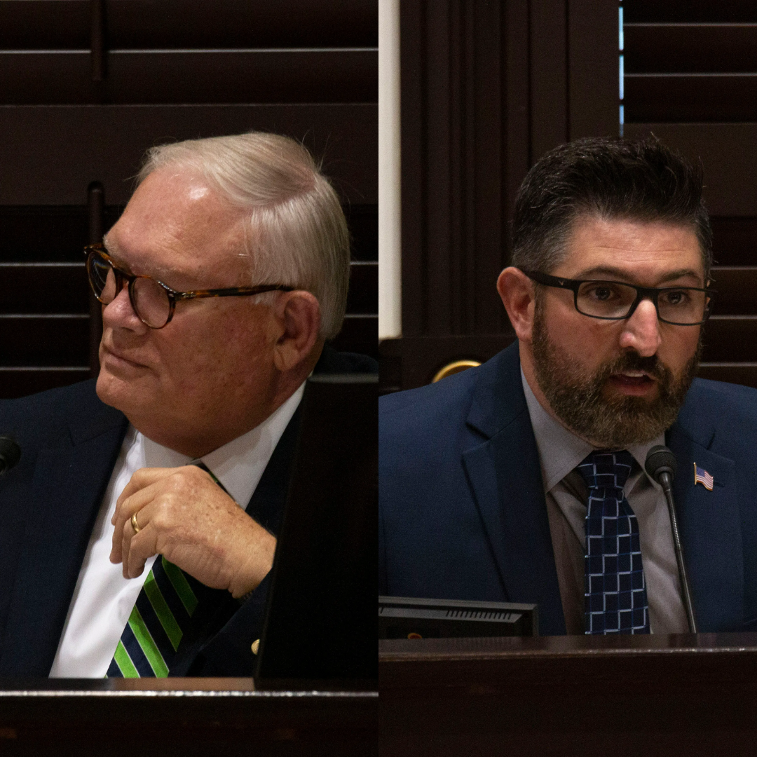 From left to right: Republican incumbent for District 8, Pettus Read, discusses the landfill on Wednesday, June 29, 2022, in the Rutherford County Courthouse.; Matthew Burke, Democratic Party Nominee for District 8, shares what he thinks the number one issue is facing Rutherford County on Wednesday, June 29, 2022, in the Rutherford County Courthouse.