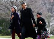 <p>In his <a href="https://www.politico.com/story/2008/06/text-of-obamas-fatherhood-speech-011094?o=1" rel="nofollow noopener" target="_blank" data-ylk="slk:2008 Father's Day speech;elm:context_link;itc:0;sec:content-canvas" class="link ">2008 Father's Day speech</a>, Obama said of being a girl dad, "It's up to us to say to our daughters, don't ever let images on TV tell you what you are worth, because I expect you to dream without limit and reach for those goals." </p>