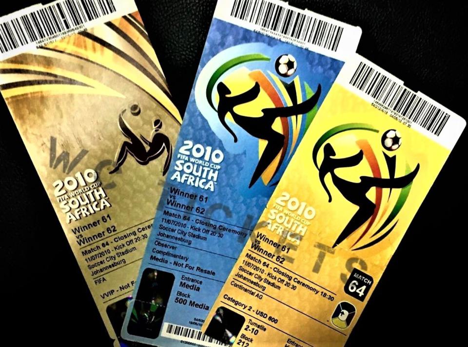 Mohammed Abdullateef's collection includes tickets from the 2010 World Cup.