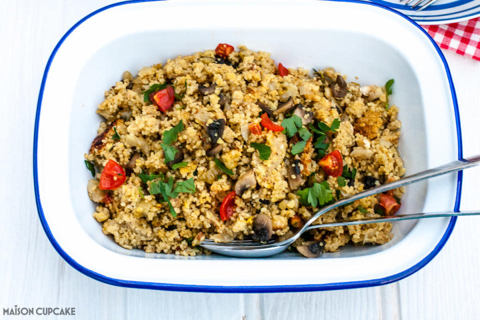 2. Garlic Mushroom Couscous With Hazelnuts