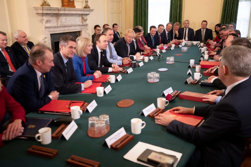 Mr Johnson during a Cabinet meeting one day after the reshuffle (AP)